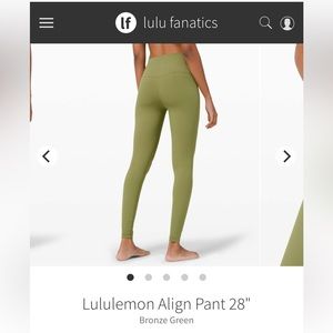 Lululemon Bronze Green Align Pant
